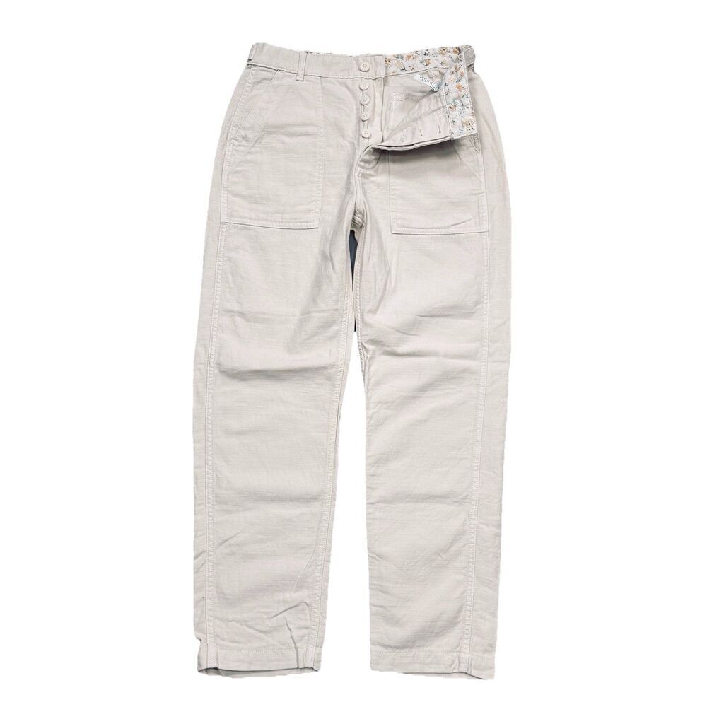 American Eagle High Rise Ankle Button Fly Pants 4 (27x26.5) Beige Cotton Womens